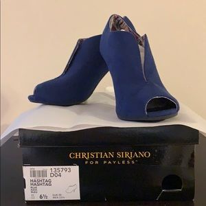 Christian Siriano Royal Blue Suede Heels “Hashtag”